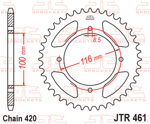 JT SPROCKETS 461.51 STEEL REAR SPROCKET 51T 420 PITCH - KAWASAKI / SUZUKI