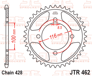 JT SPROCKETS 462.51 STEEL REAR SPROCKET 51T 428 PITCH - KAWASAKI / SUZUKI