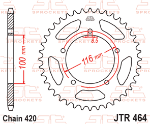 JT SPROCKETS 464.44 STEEL REAR SPROCKET 44T 420 PITCH - KAWASAKI / SUZUKI