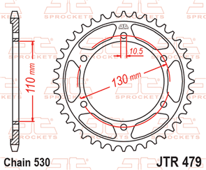 JT SPROCKETS 479.48 STEEL REAR SPROCKET 48T 530 PITCH - YAMAHA YZF-R6 YZF-R6S