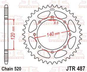 JT SPROCKETS 487.43 STEEL REAR SPROCKET 43T 520 PITCH - KAWASAKI KLE250A KLR650 KLR650 TENGAI