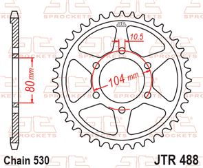 JT SPROCKETS 488.41 STEEL REAR SPROCKET 41T 530 PITCH - KAWASAKI KZ650SR KZ650E ZXR750R
