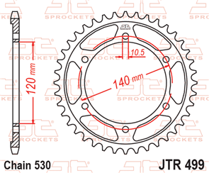 JT SPROCKETS 499.43 STEEL REAR SPROCKET 43T 530 PITCH - SUZUKI GSX-R750W