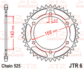 JT SPROCKETS 6.42 STEEL REAR SPROCKET 41T 525 PITCH - BMW F650GS