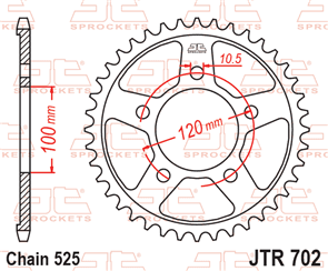 JT SPROCKETS 702.46 STEEL REAR SPROCKET 46T 525 PITCH - APRILIA 750 DORSODURO