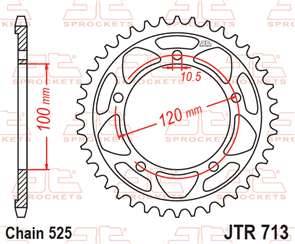 JT SPROCKETS 713.42 STEEL REAR SPROCKET 42T 525 PITCH - APRILIA 1000R 1000 TUONO 1100 TUONO