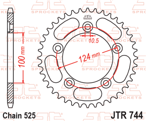 JT SPROCKETS 744.38 STEEL REAR SPROCKET 38T 525 PITCH - DUCATI 749S
