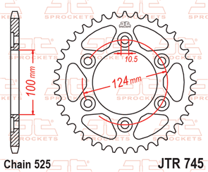 JT SPROCKETS 745.42 STEEL REAR SPROCKET 42T 525 PITCH - DUCATI 944 SPORT 992 SPORT
