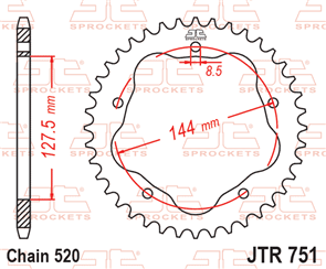 JT SPROCKETS 751.42 STEEL REAR SPROCKET 42T 520 PITCH - DUCATI 800 MONSTER 848 STREETFIGHTER