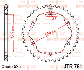 JT SPROCKETS 761.38 STEEL REAR SPROCKET 38T 525 PITCH - DUCATI 1098 1098R 1098S