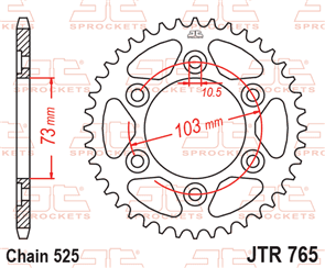 JT SPROCKETS 765.43 STEEL REAR SPROCKET 43T 525 PITCH - DUCATI 950 MULTISTRADA