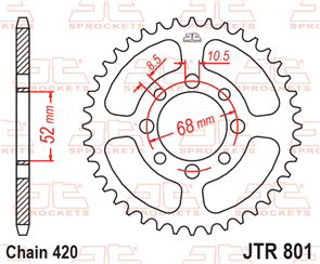JT SPROCKETS 801.38 STEEL REAR SPROCKET 38T 420 PITCH - KAWASAKI / SUZUKI