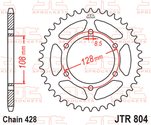 JT SPROCKETS 804.42 STEEL REAR SPROCKET 42T 428 PITCH - SUZUKI DR100D DR100K