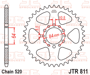 JT SPROCKETS 811.39 STEEL REAR SPROCKET 39T 520 PITCH - SUZUKI DS185C TC125J TC185M
