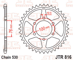 JT SPROCKETS 816.43 STEEL REAR SPROCKET 43T 530 PITCH - SUZUKI GSX400F GT750A GS750E
