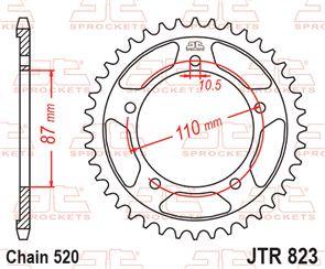 JT SPROCKETS 823.46 STEEL REAR SPROCKET 46T 520 PITCH - SUZUKI GSR250 GSR250F GSR250S