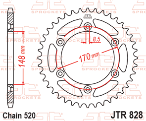 JT SPROCKETS 828.47 STEEL REAR SPROCKET 47T 520 PITCH - SUZUKI RM465Z TSX250LC DR800S