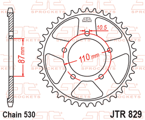 JT SPROCKETS 829.42 STEEL REAR SPROCKET 42T 530 PITCH - SUZUKI RF600R GSX-R750R GSX-R750J