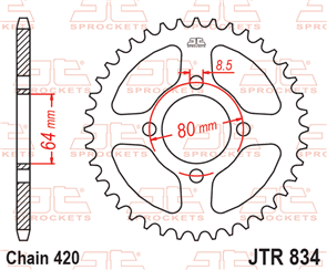 JT SPROCKETS 834.32 STEEL REAR SPROCKET 32T 420 PITCH - YAMAHA BW80S BW80A PW80K
