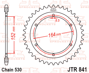 JT SPROCKETS 841.42 STEEL REAR SPROCKET 42T 530 PITCH - YAMAHA SR500 SR500E XT500
