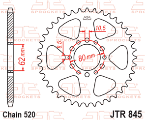 JT SPROCKETS 845.43 STEEL REAR SPROCKET 43T 520 PITCH - YAMAHA YZ100E SRX250N
