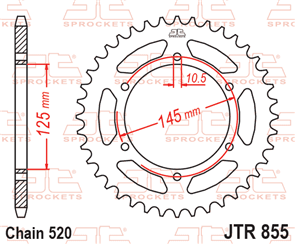 JT SPROCKETS 855.45 STEEL REAR SPROCKET 45T 520 PITCH - YAMAHA XT660R XT660X XTZ660Z