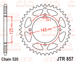 JT SPROCKETS 857.45 STEEL REAR SPROCKET 45T 520 PITCH - MUZ / YAMAHA