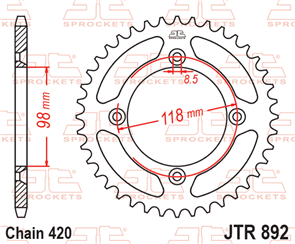 JT SPROCKETS 892.48 STEEL REAR SPROCKET 48T 420 PITCH - GAS GAS / KTM