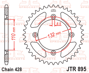 JT SPROCKETS 895.46 STEEL REAR SPROCKET 46T 428 PITCH - GAS GAS / HUSQVARNA / KTM