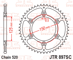 JT SPROCKETS JTX897.48GR TWINSTAR REAR SPROCKET GREY 48T 520 PITCH - GAS GAS / HUSABERG / HUSQVARNA