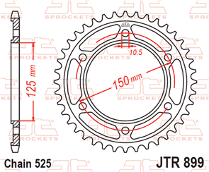 JT SPROCKETS 899.42 STEEL REAR SPROCKET 42T 525 PITCH - KTM 950LC 990 ADVENTURE 1050 ADVENTURE