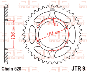 JT SPROCKETS 9.47 STEEL REAR SPROCKET 47T 520 PITCH - BMW 650 XCHALLENGE 650 XCOUNTRY