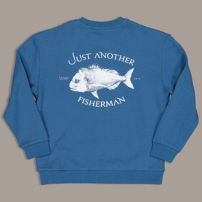JUST ANOTHER FISHERMAN MINI SNAPPER LOGO CREW SALVAGE BLUE