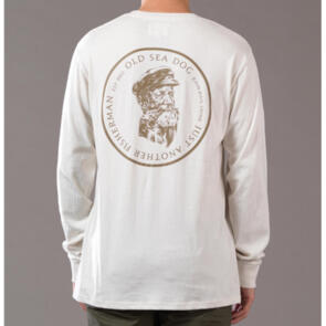 JUST ANOTHER FISHERMAN OLD SEA DOG LS TEE ANTIQUE WHITE