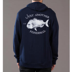 JUST ANOTHER FISHERMAN SNAPPER LOGO HOOD NAVY