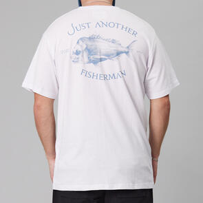 JUST ANOTHER FISHERMAN SNAPPER LOGO TEE WHITE / BLUE PRINT