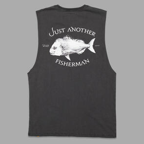 JUST ANOTHER FISHERMAN SNAPPER LOGO TANK AGED BLACK