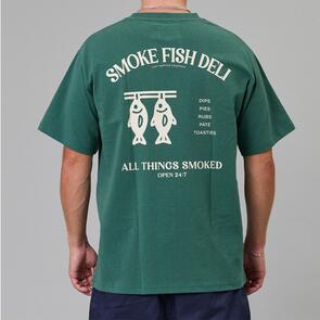 JUST ANOTHER FISHERMAN SMOKE FISH DELI SEA TEE DUSK PINE