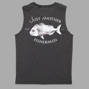 JUST ANOTHER FISHERMAN MINI SNAPPER LOGO TANK AGED BLACK