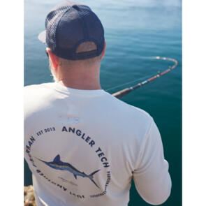 JUST ANOTHER FISHERMAN TECH MARLIN UPF40 LS TEE ANTIQUE WHITE