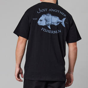 JUST ANOTHER FISHERMAN SNAPPER LOGO TEE BLACK / BLUE PRINT