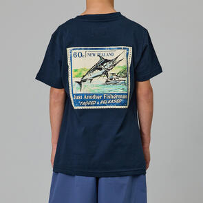 JUST ANOTHER FISHERMAN MINI TAGGED & RELEASED TEE NAVY