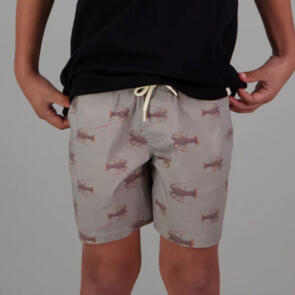 JUST ANOTHER FISHERMAN LITTLE ANGLERS MINI CRAY CRAY SHORTS STONE