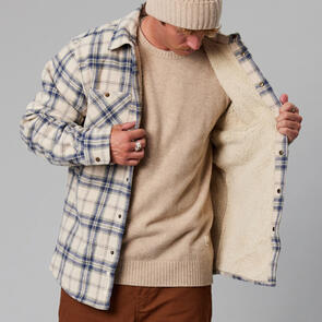 JUST ANOTHER FISHERMAN SEAPORT SHEARLING SHIRT SAND CHECK
