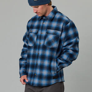 JUST ANOTHER FISHERMAN SEAPORT SHEARLING JACKET LIGHT BLUE CHECK