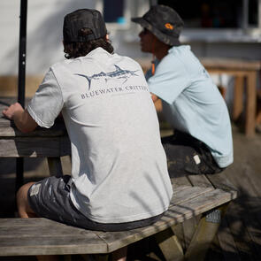 JUST ANOTHER FISHERMAN BLUEWATER CRITTERS SEA TEE SILVER MARLE