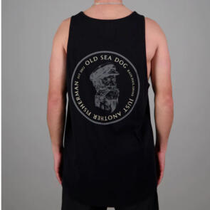 JUST ANOTHER FISHERMAN OLD SEA DOG SINGLET BLACK
