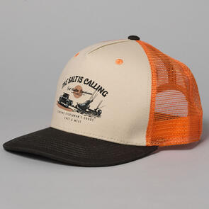 JUST ANOTHER FISHERMAN SALT IS CALLING TRUCKER CAP ANTIQUE WHITE/ORANGE