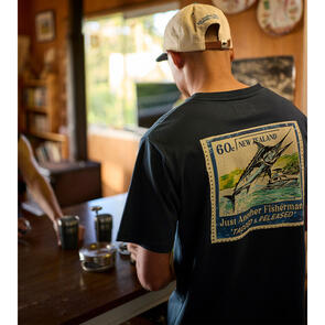 JUST ANOTHER FISHERMAN TAGGED & RELEASED SEA TEE NAVY