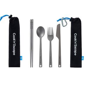 COOK'N'ESCAPE 4-PIECE TITANIUM DURABLE CUTLERY SET